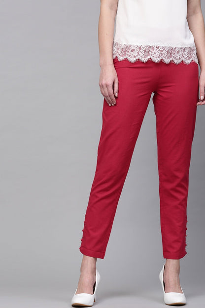 Women's Maroon Pencil Pants