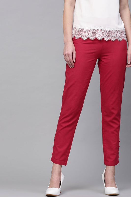 Women's Maroon Pencil Pants