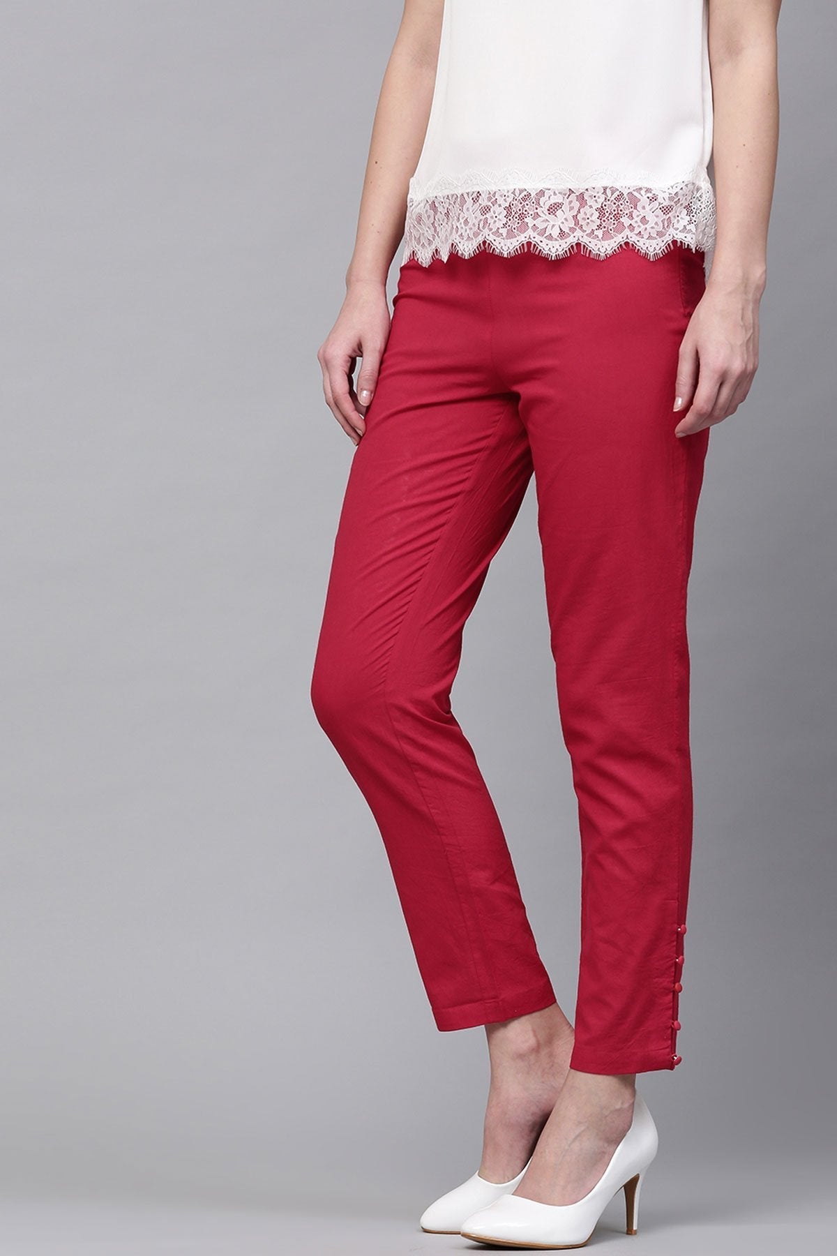 Women's Maroon Pencil Pants