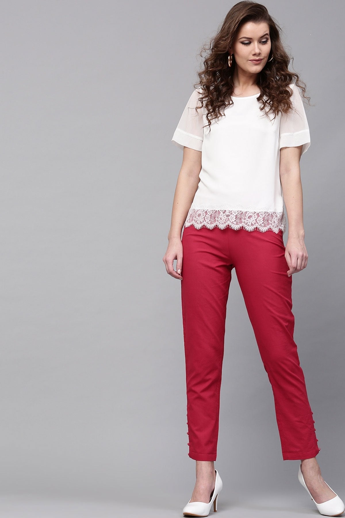 Women's Maroon Pencil Pants