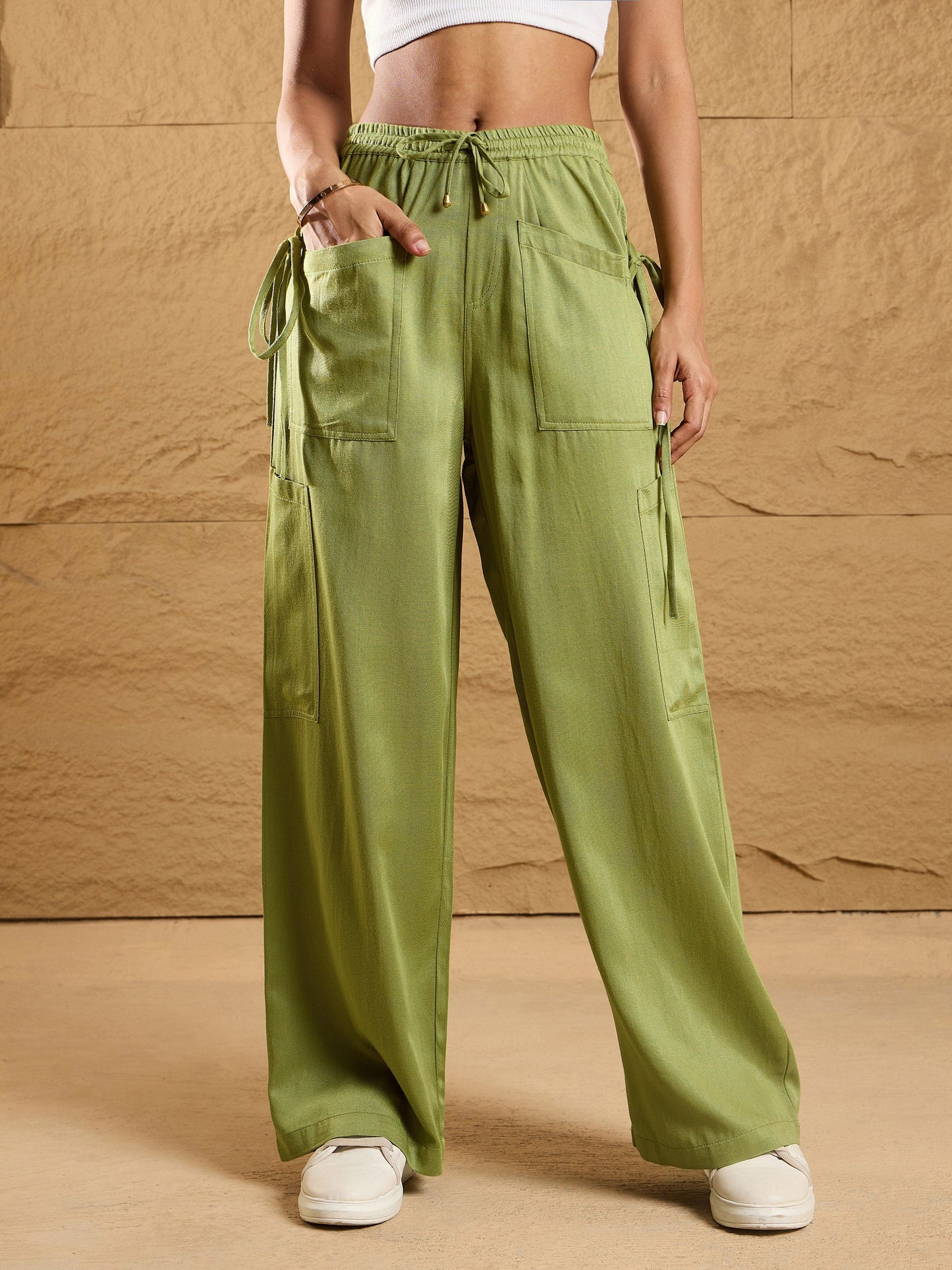 Women's Olive Solid Pant