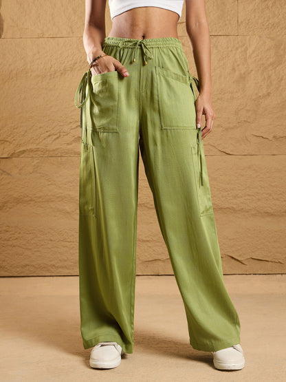 Women's Olive Solid Pant