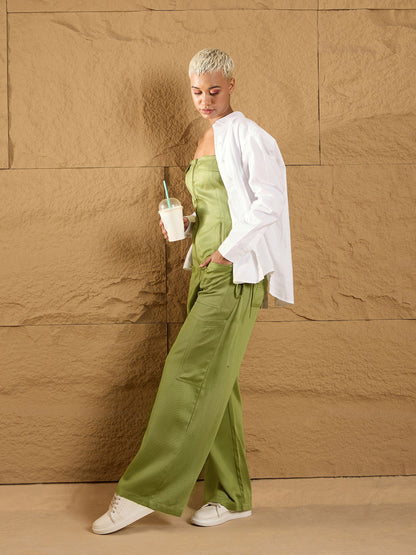 Women's Olive Solid Pant