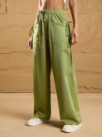 Women's Olive Solid Pant