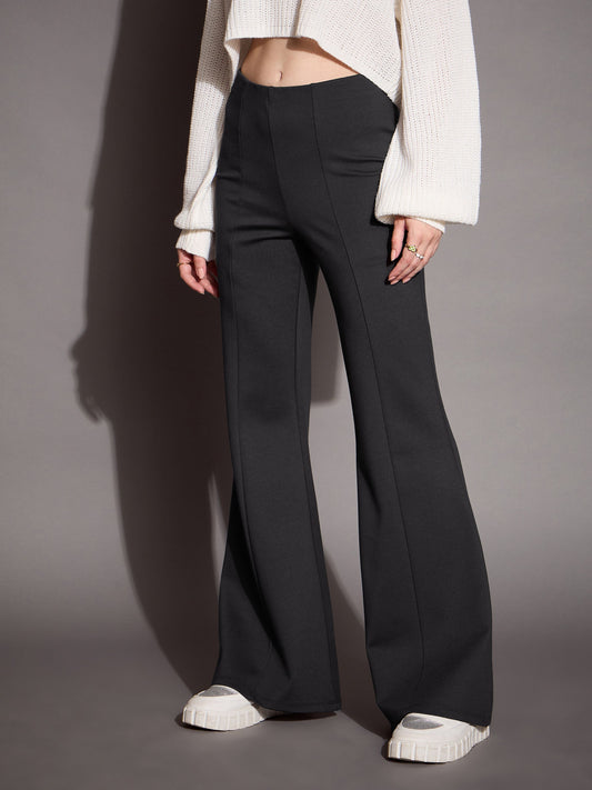Women's Grey Solid Pant