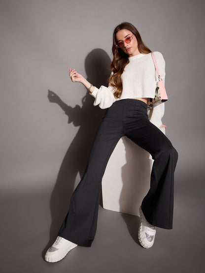 Women's Grey Solid Pant