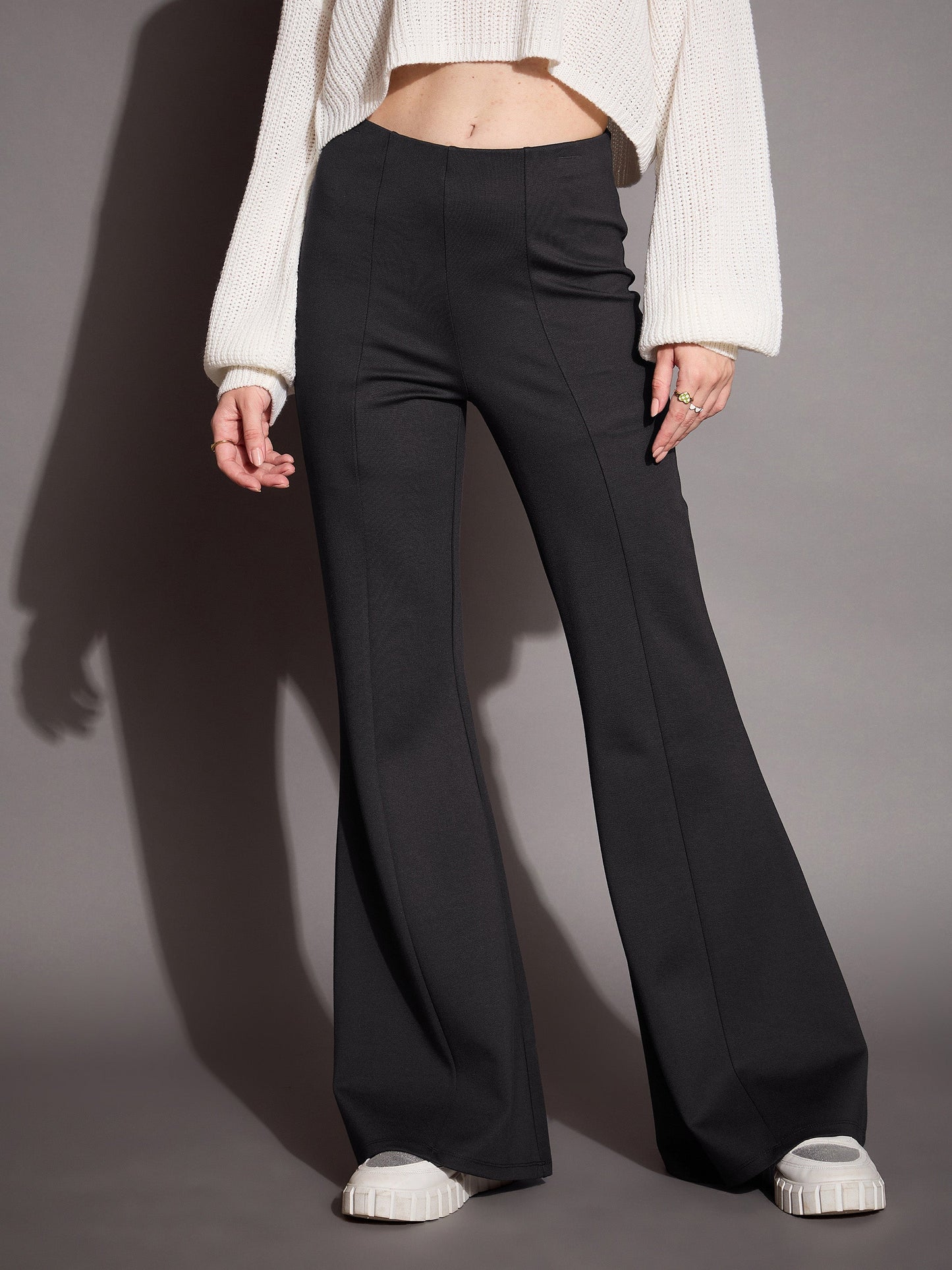 Women's Grey Solid Pant