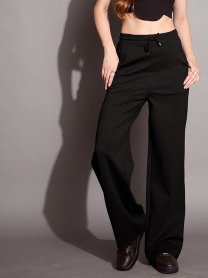 Women's Black Solid Track Pant