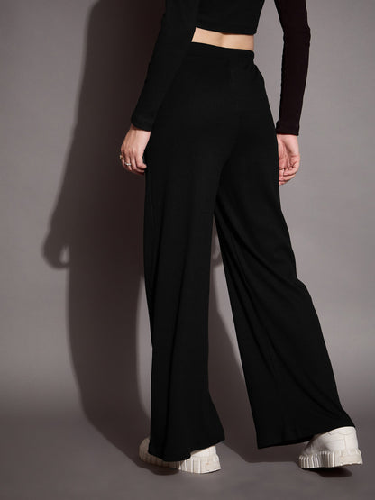 Women's Black Rib Track Pant