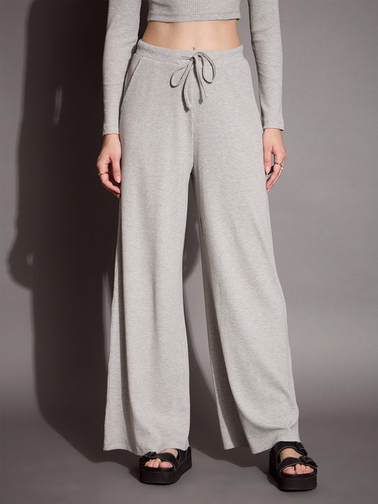 Women's Grey Rib Track Pant