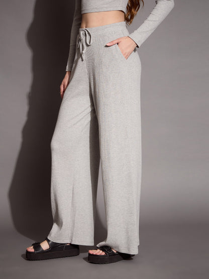 Women's Grey Rib Track Pant
