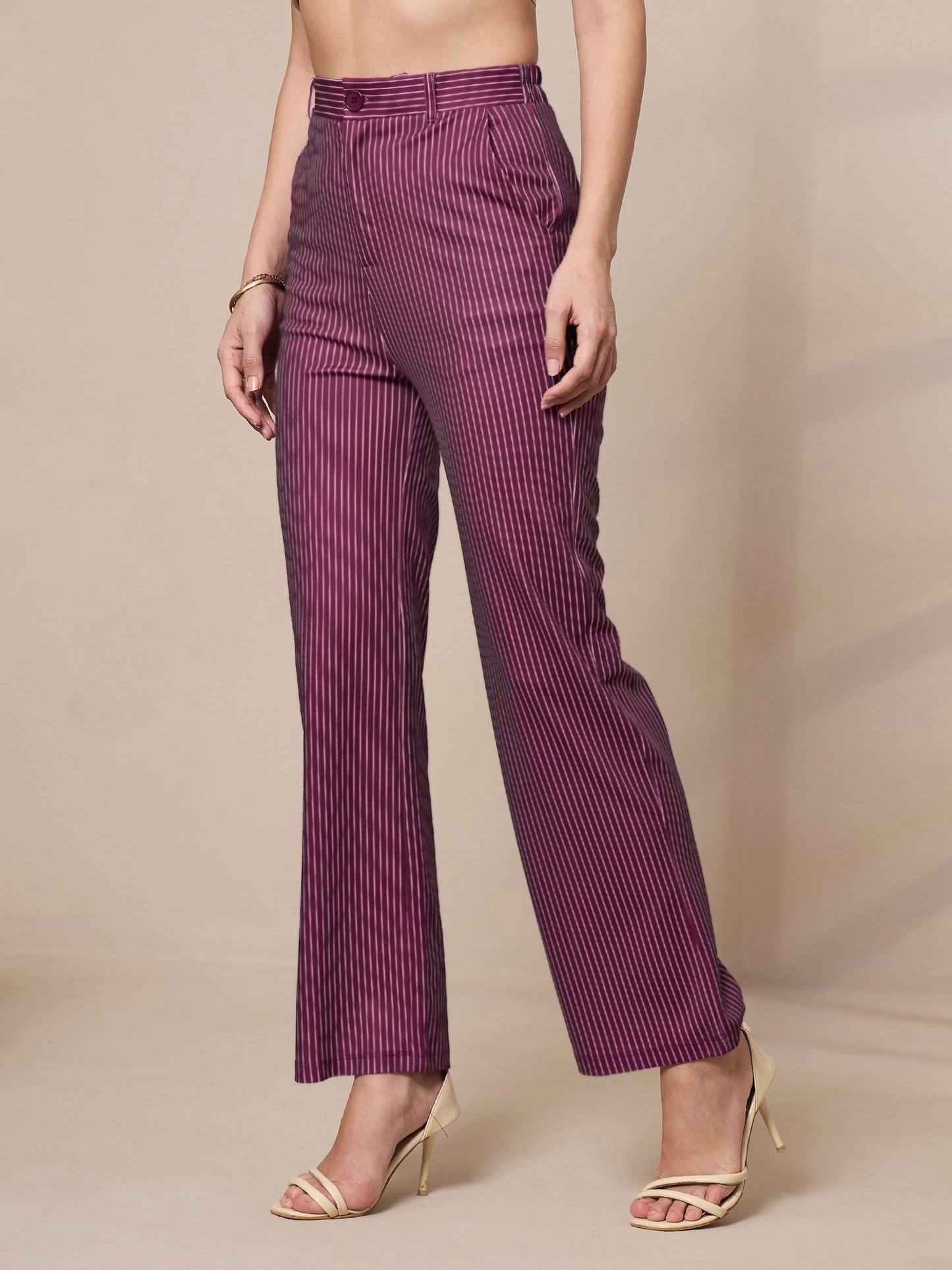 Women's Maroon Striped Pant