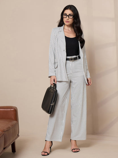 Women's White Striped Pant