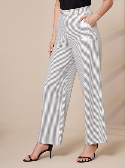 Women's White Striped Pant