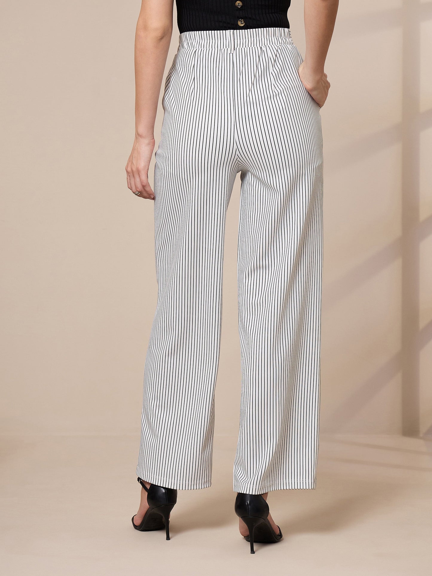 Women's White Striped Pant
