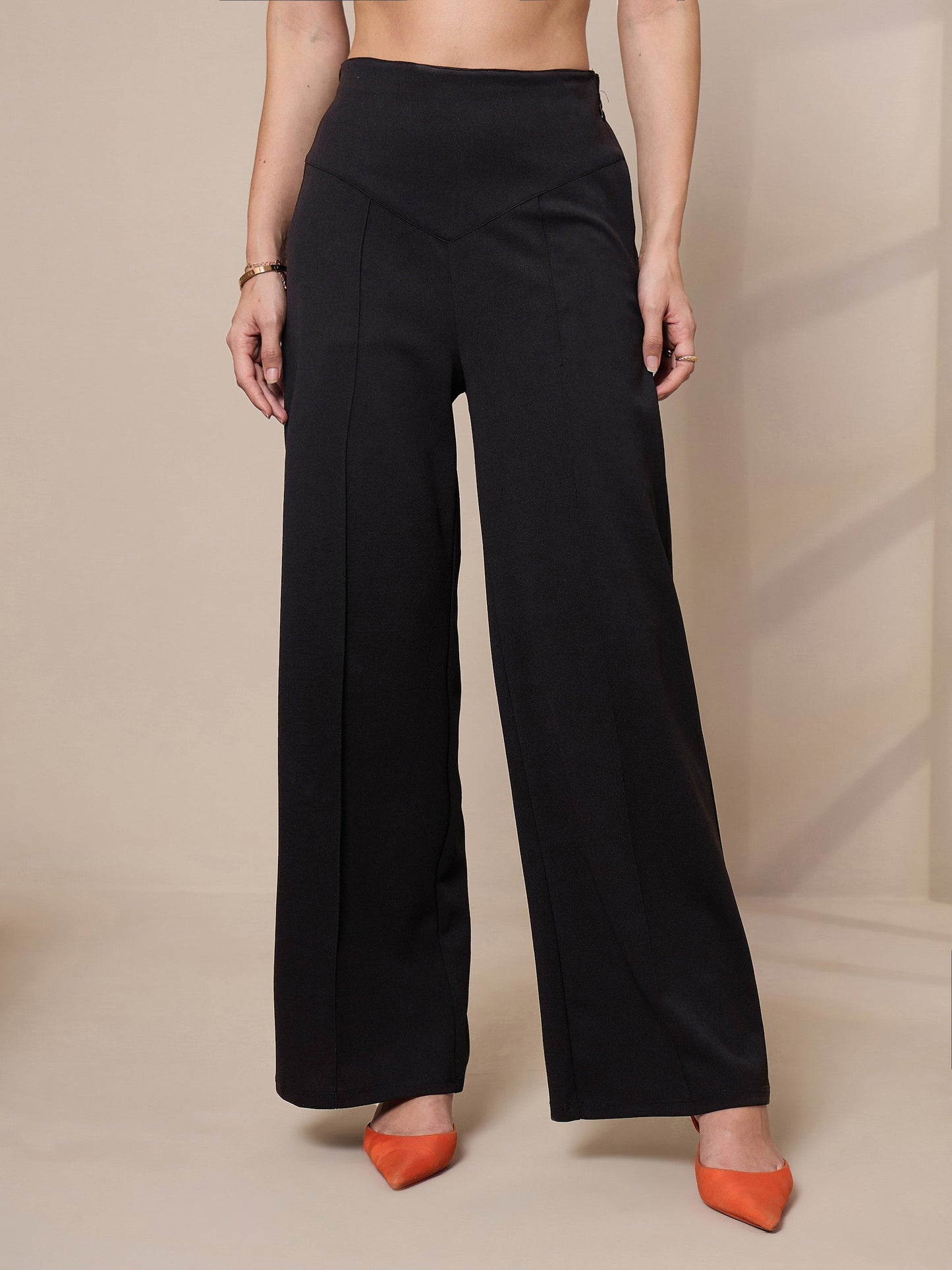 Women's Black Solid Pant