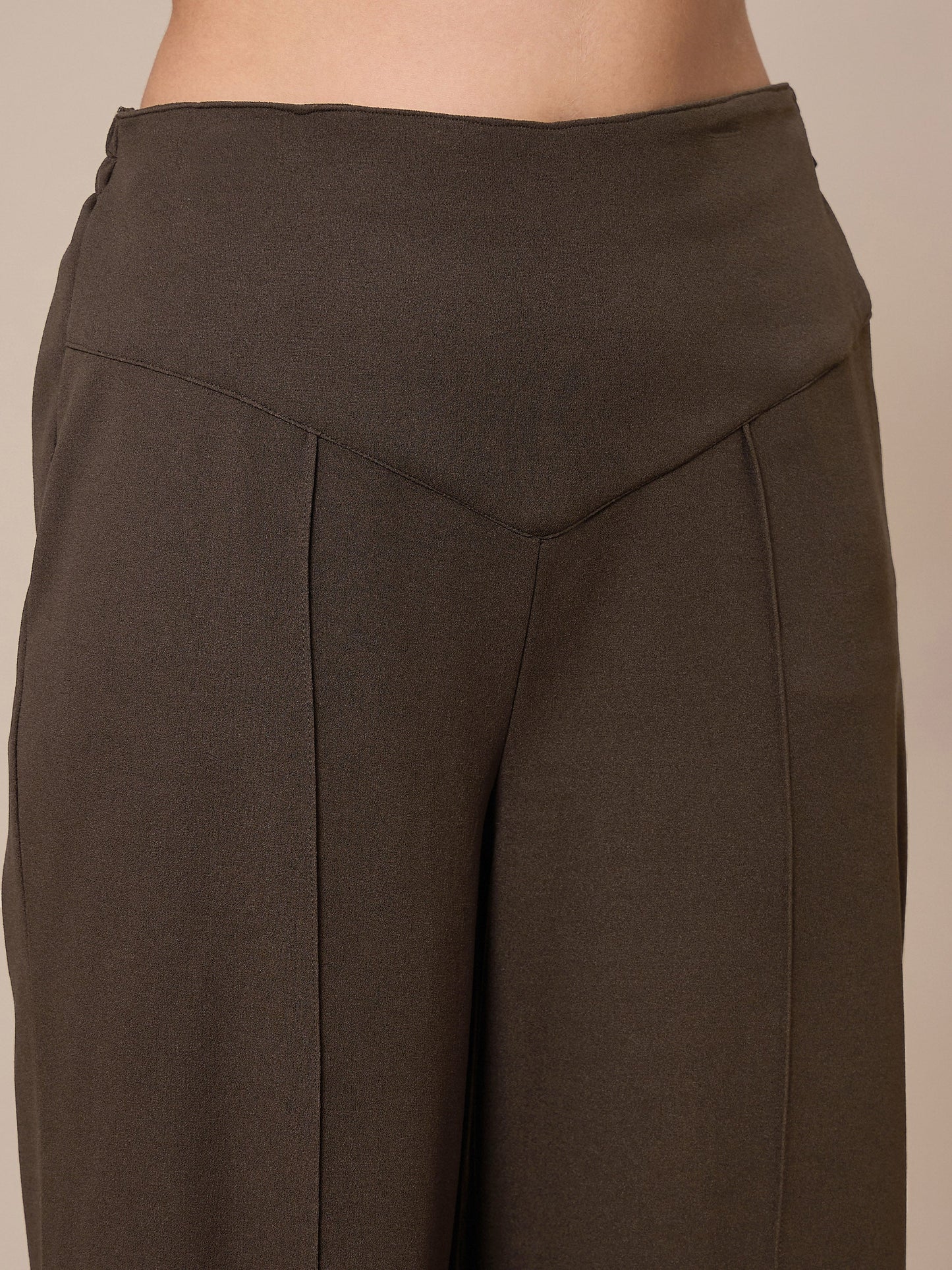 Women's Brown Solid Pant