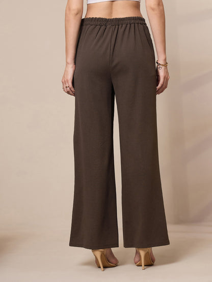 Women's Brown Solid Pant