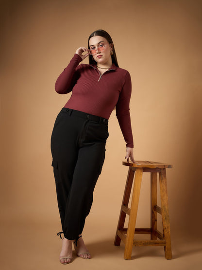 Women's Black Solid Pant