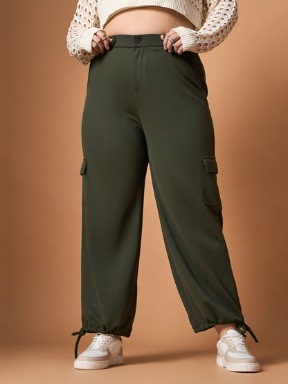 Women's Olive Solid Pant