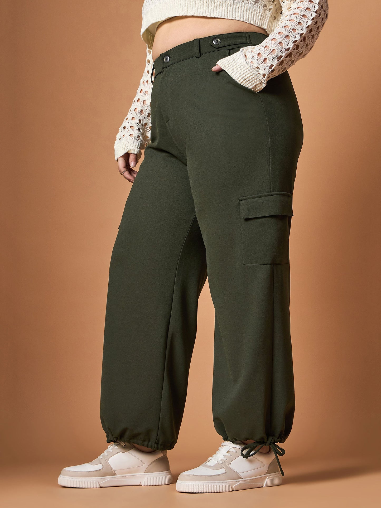 Women's Olive Solid Pant