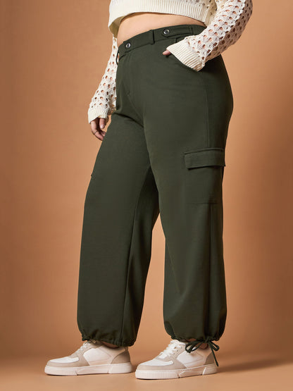 Women's Olive Solid Pant