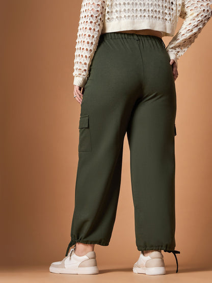 Women's Olive Solid Pant