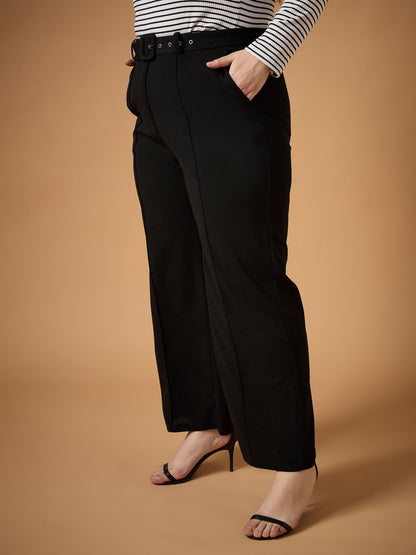 Women's Black Solid Pant