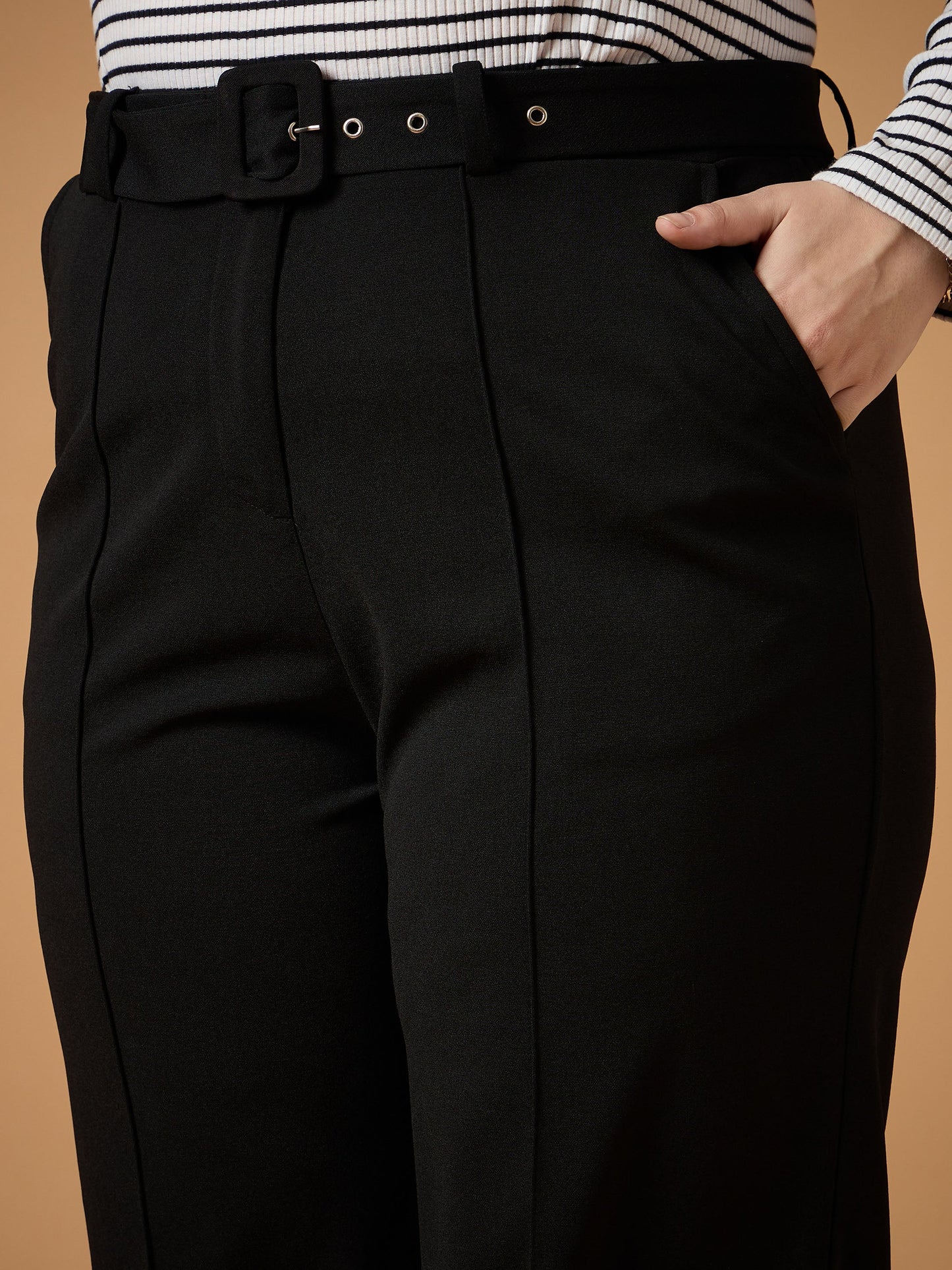 Women's Black Solid Pant