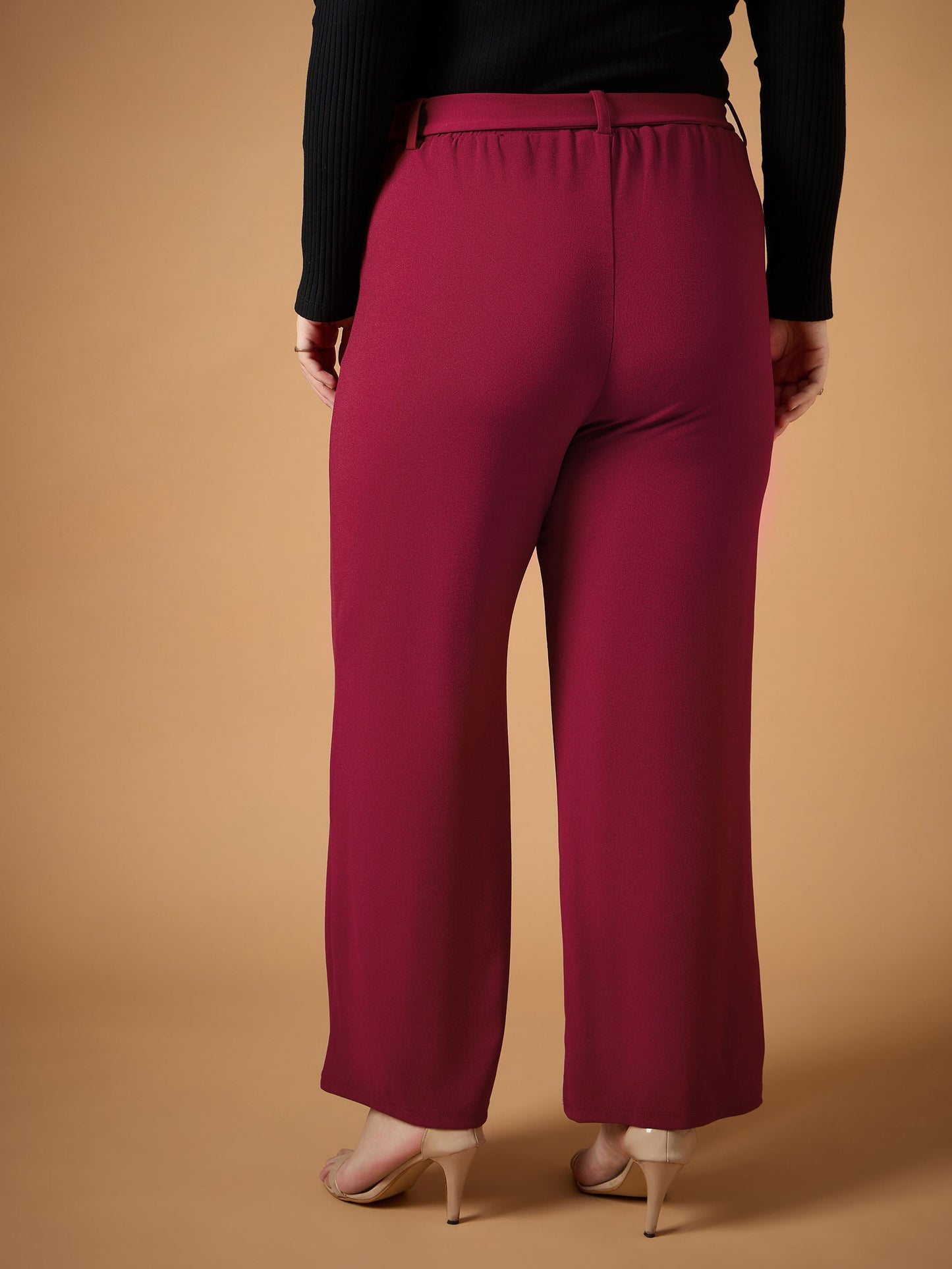 Women's Maroon Solid Pant