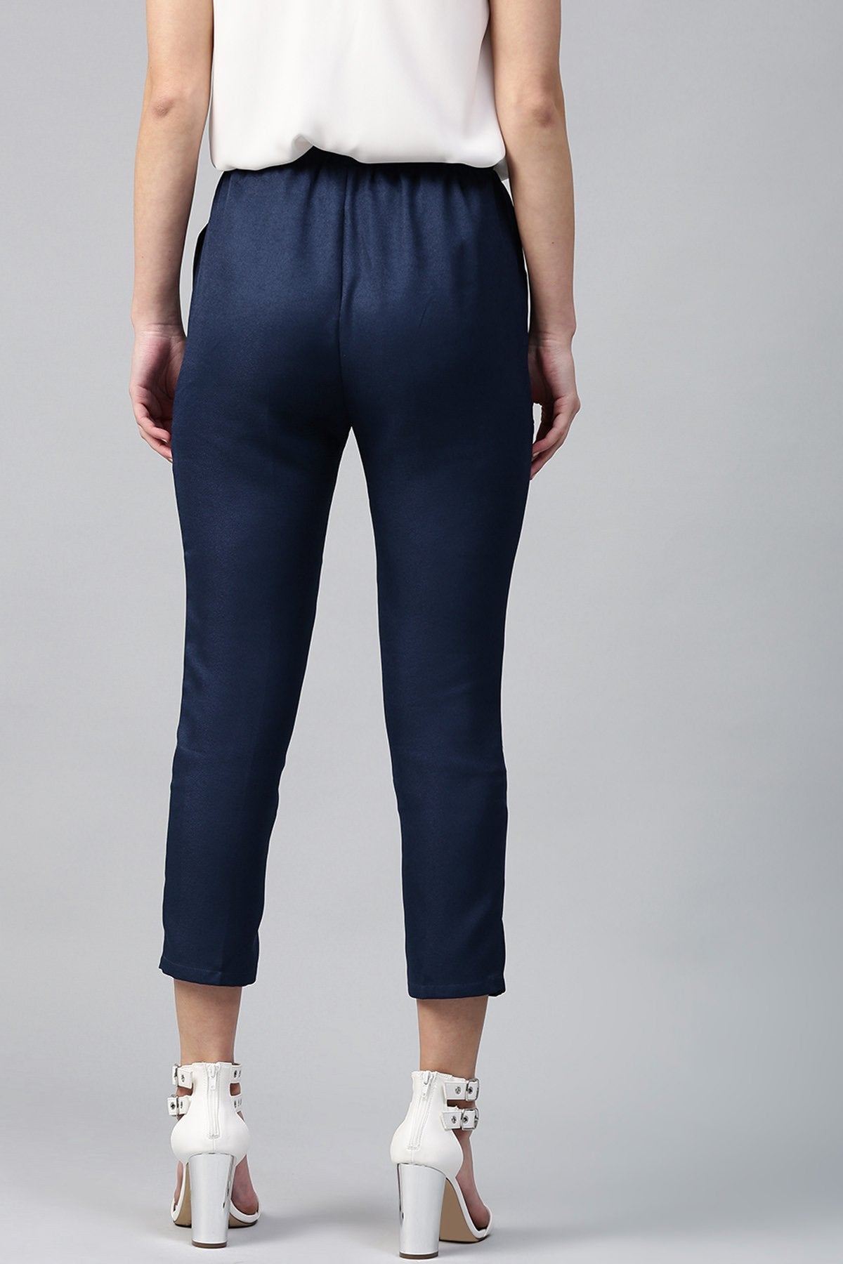 Women's Navy Tapered Peg Pants