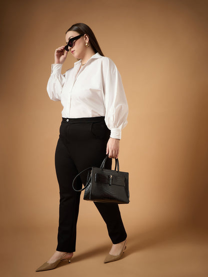 Women's Black Solid Pant