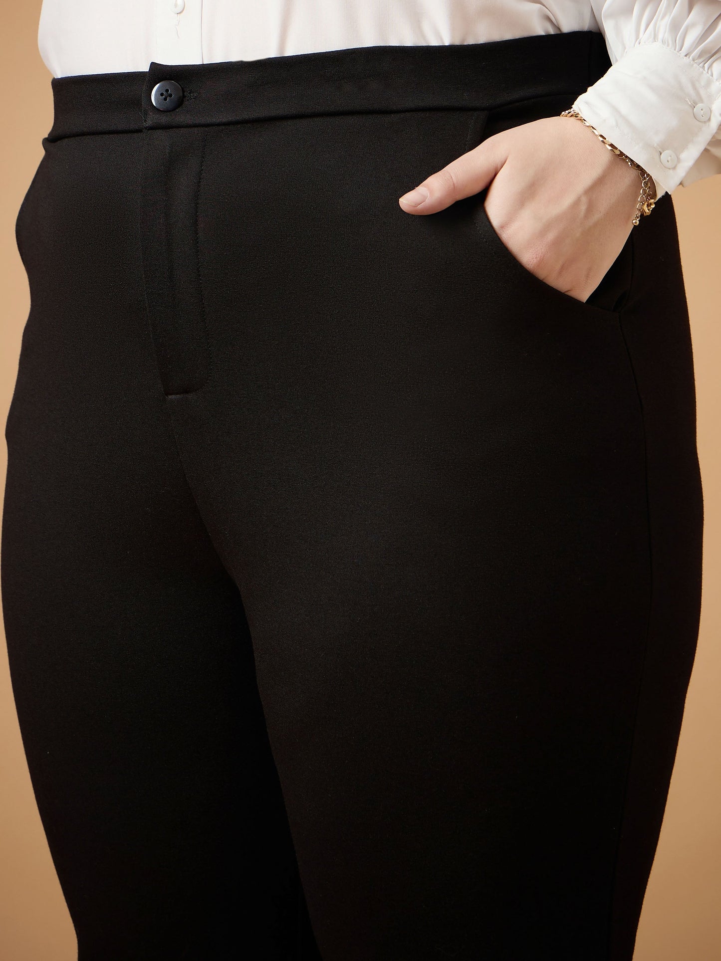 Women's Black Solid Pant