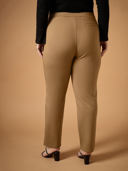 Women's Beige Solid Pant