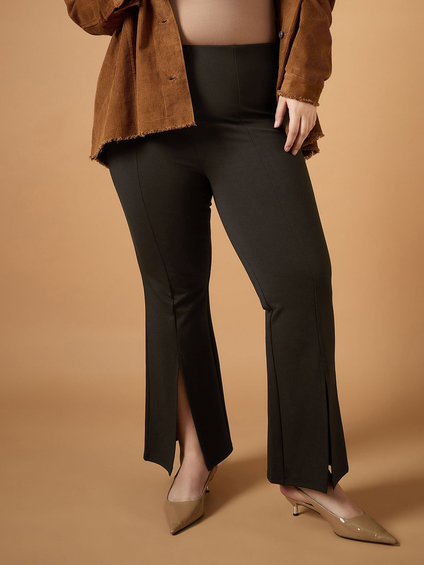 Women's Brown Solid Pant