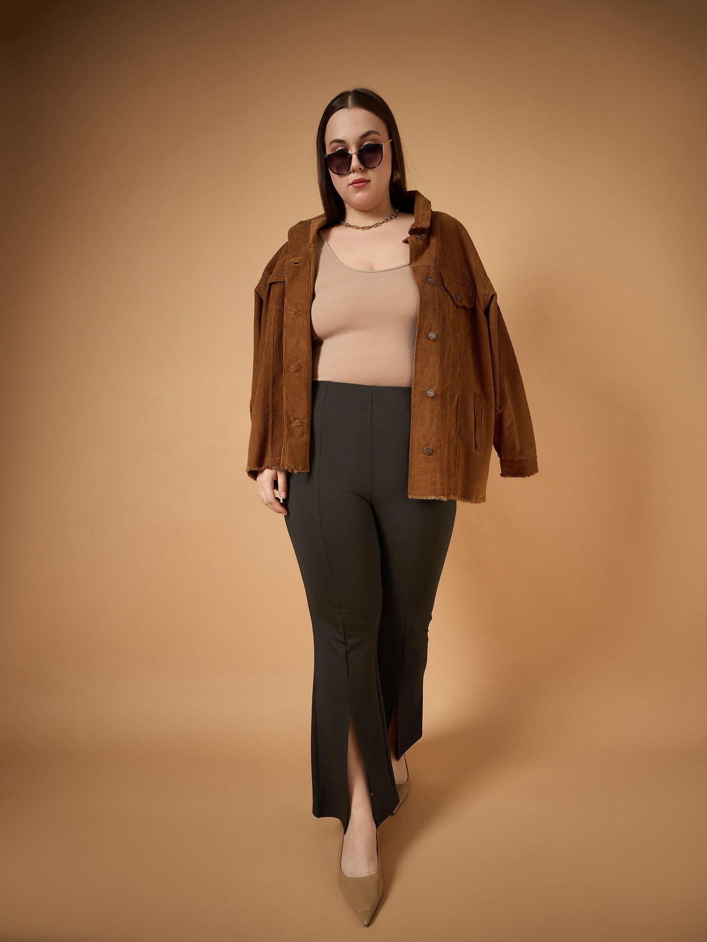 Women's Brown Solid Pant