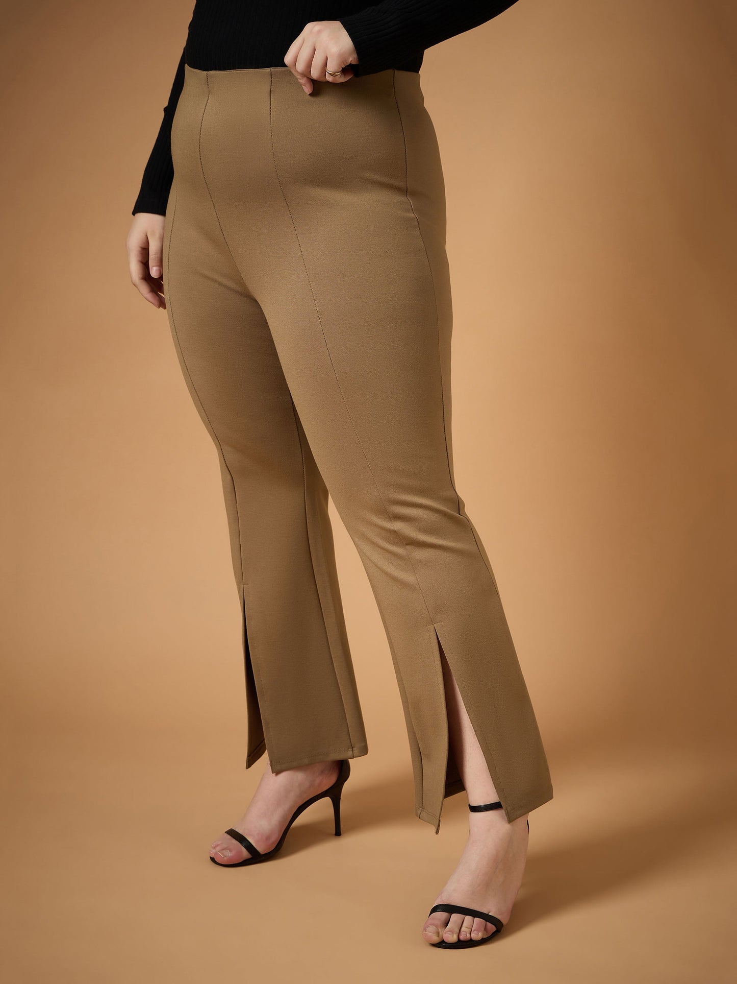 Women's Beige Solid Pant