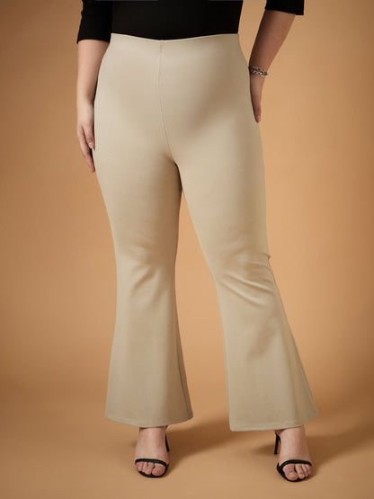 Women's Beige Solid Pant