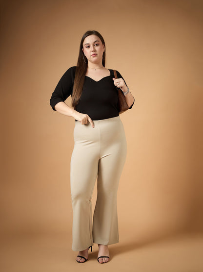 Women's Beige Solid Pant