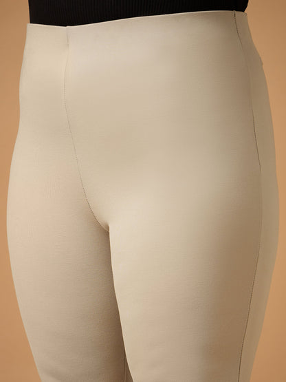 Women's Beige Solid Pant