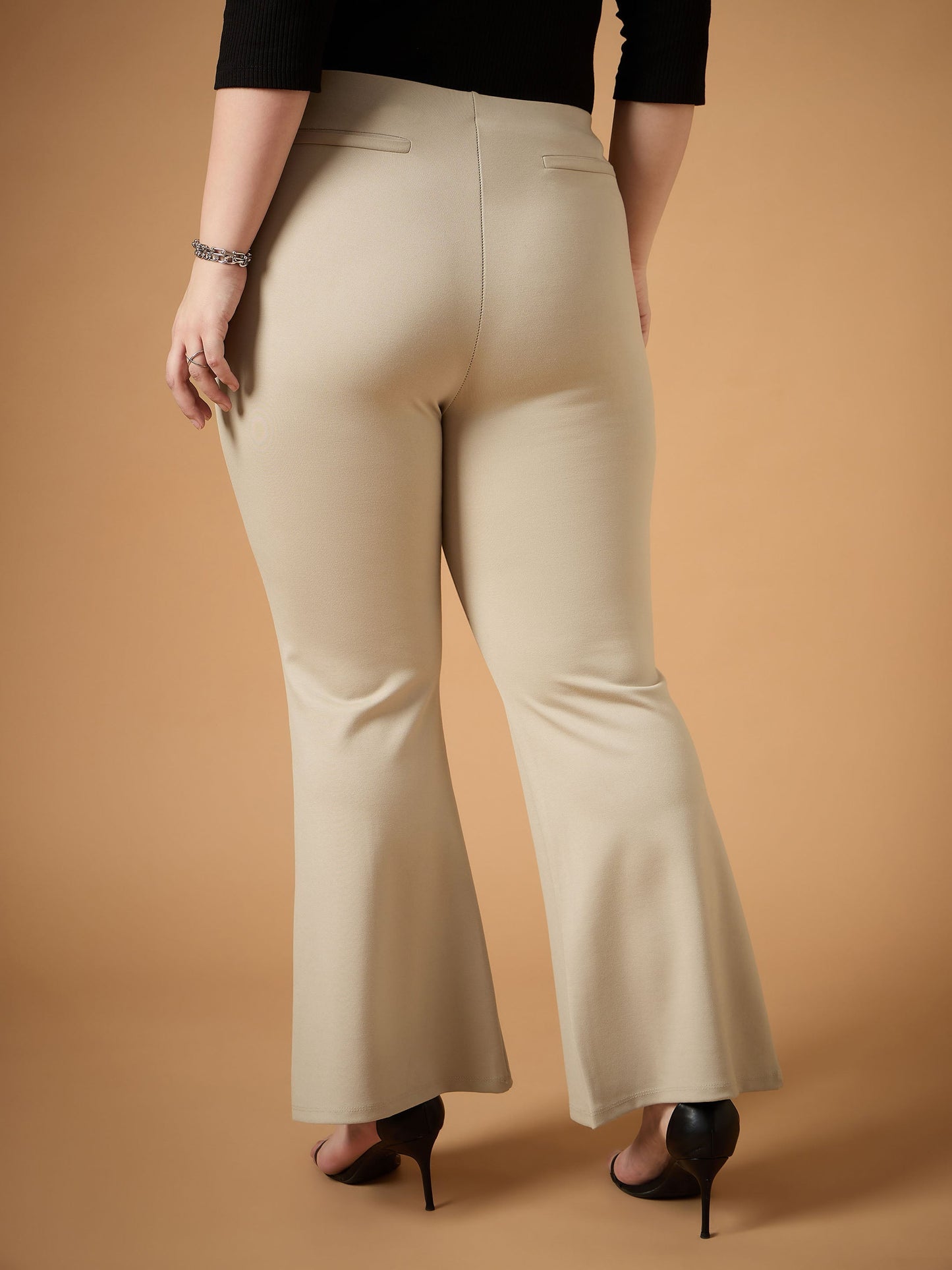 Women's Beige Solid Pant
