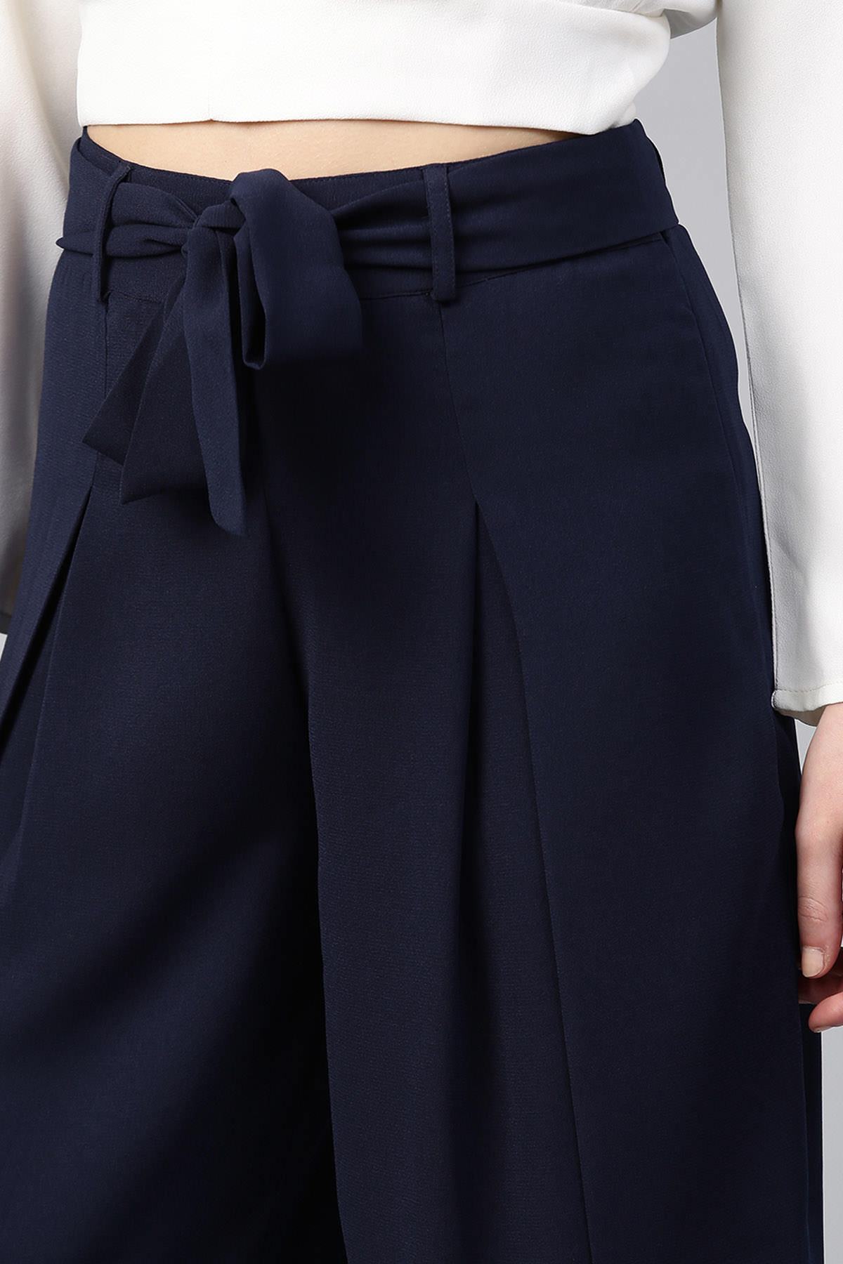 Women's Navy Wrap Pants