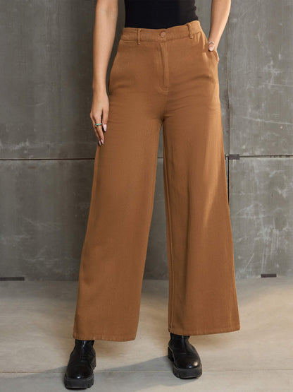 Women's Dark Brown Denim Flared Pan