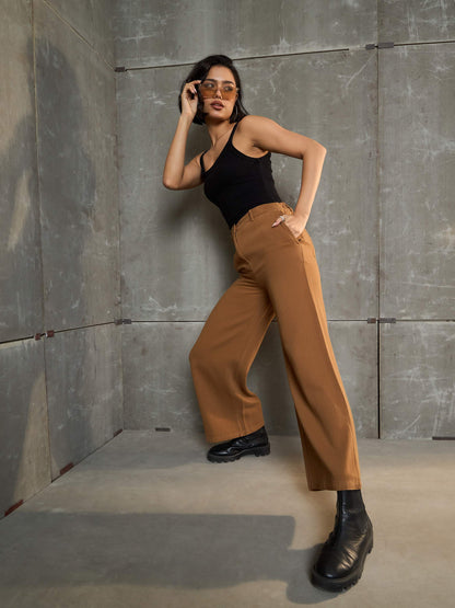Women's Dark Brown Denim Flared Pan