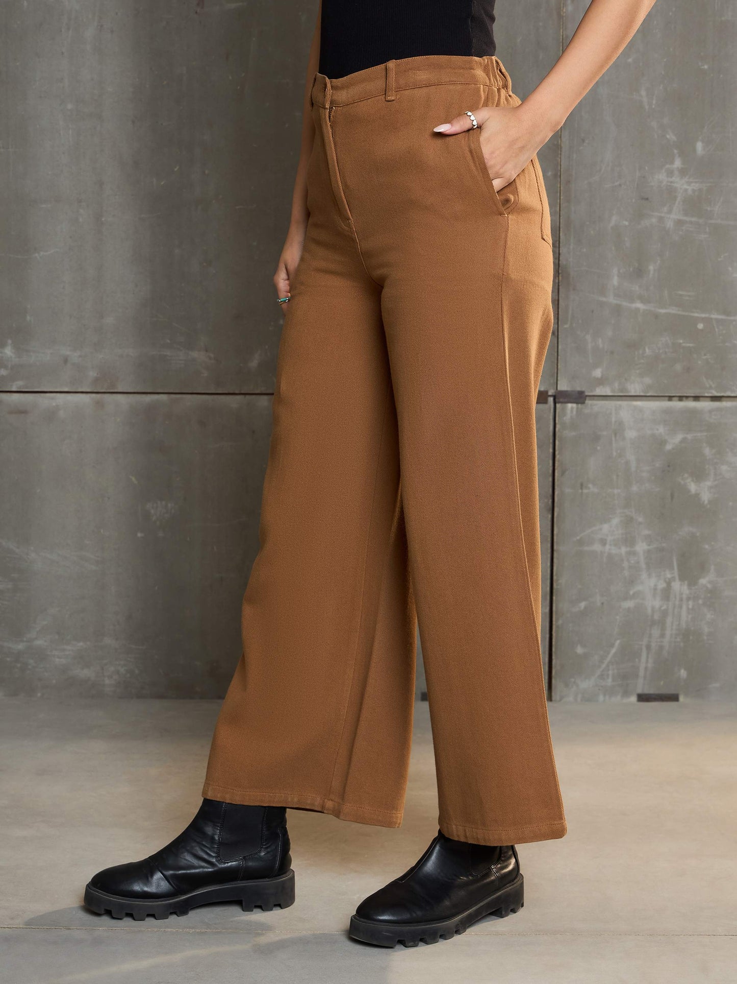 Women's Dark Brown Denim Flared Pan