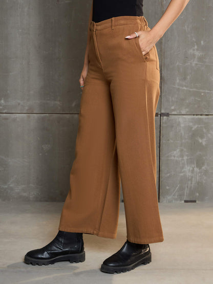 Women's Dark Brown Denim Flared Pan