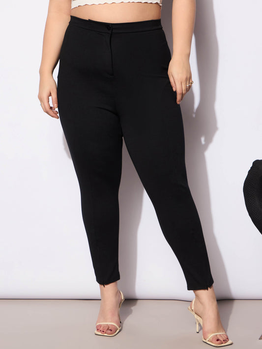 Women's Black Roma Front Zipper Mom Fit Pan