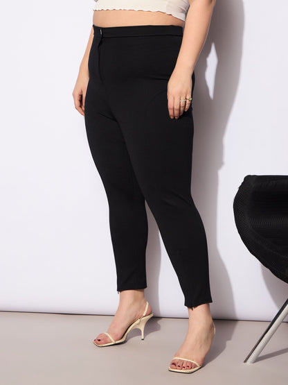 Women's Black Roma Front Zipper Mom Fit Pan