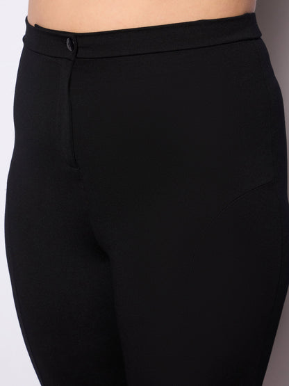 Women's Black Roma Front Zipper Mom Fit Pan