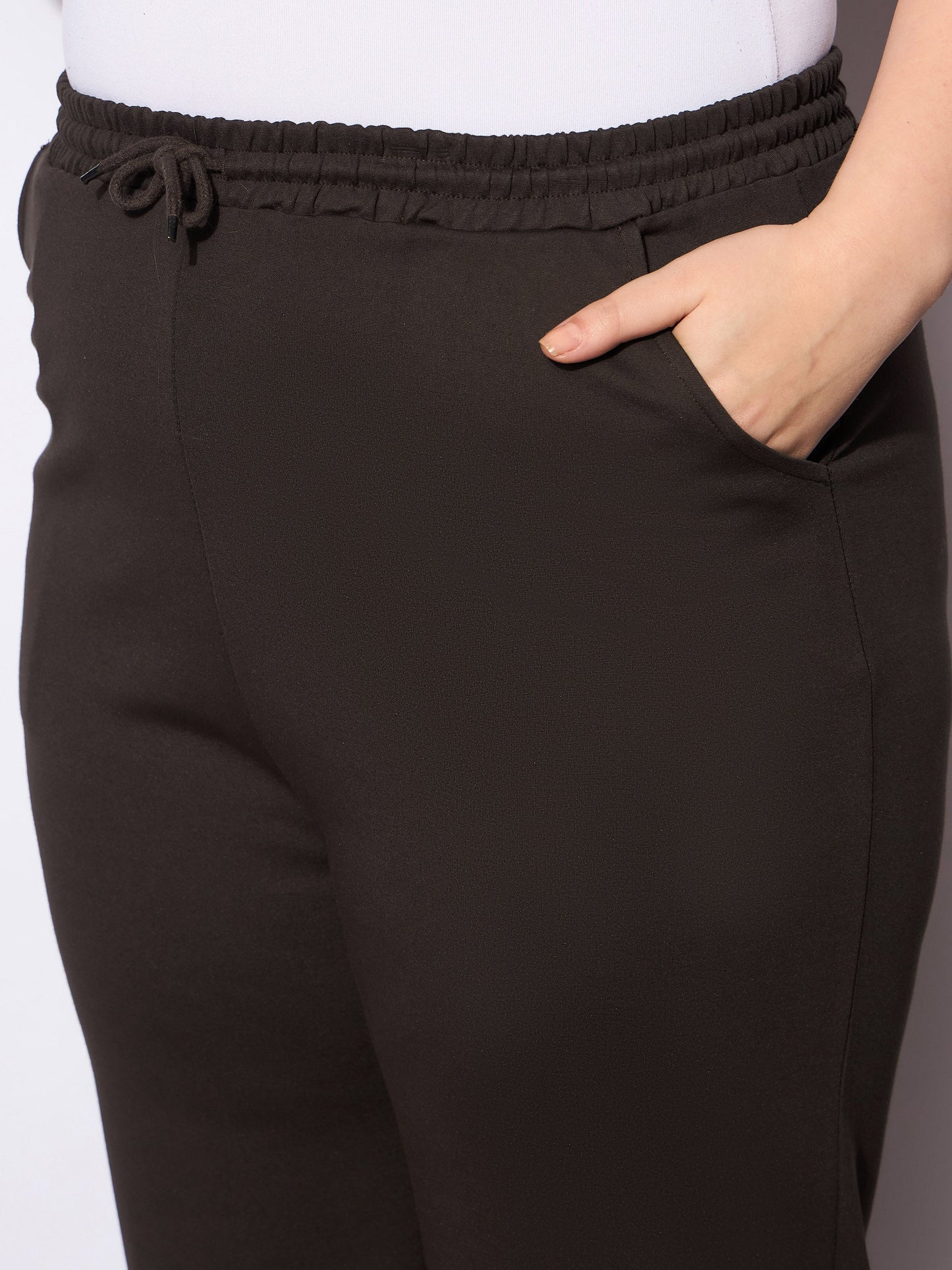Women's Dark Brown Roma Elasticated Straight Pan